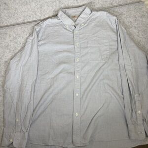 Faherty Button-Down Shirt XXL Blue White Pinstripe Long Sleeve Oxford Casual